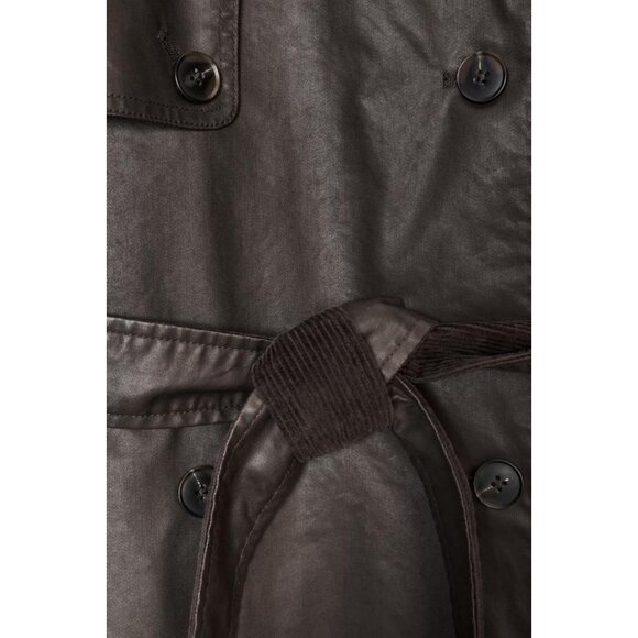 ZARA LONG WAXED TRENCH COAT WITH CORDUROY CUFFS - Picture 10 of 10